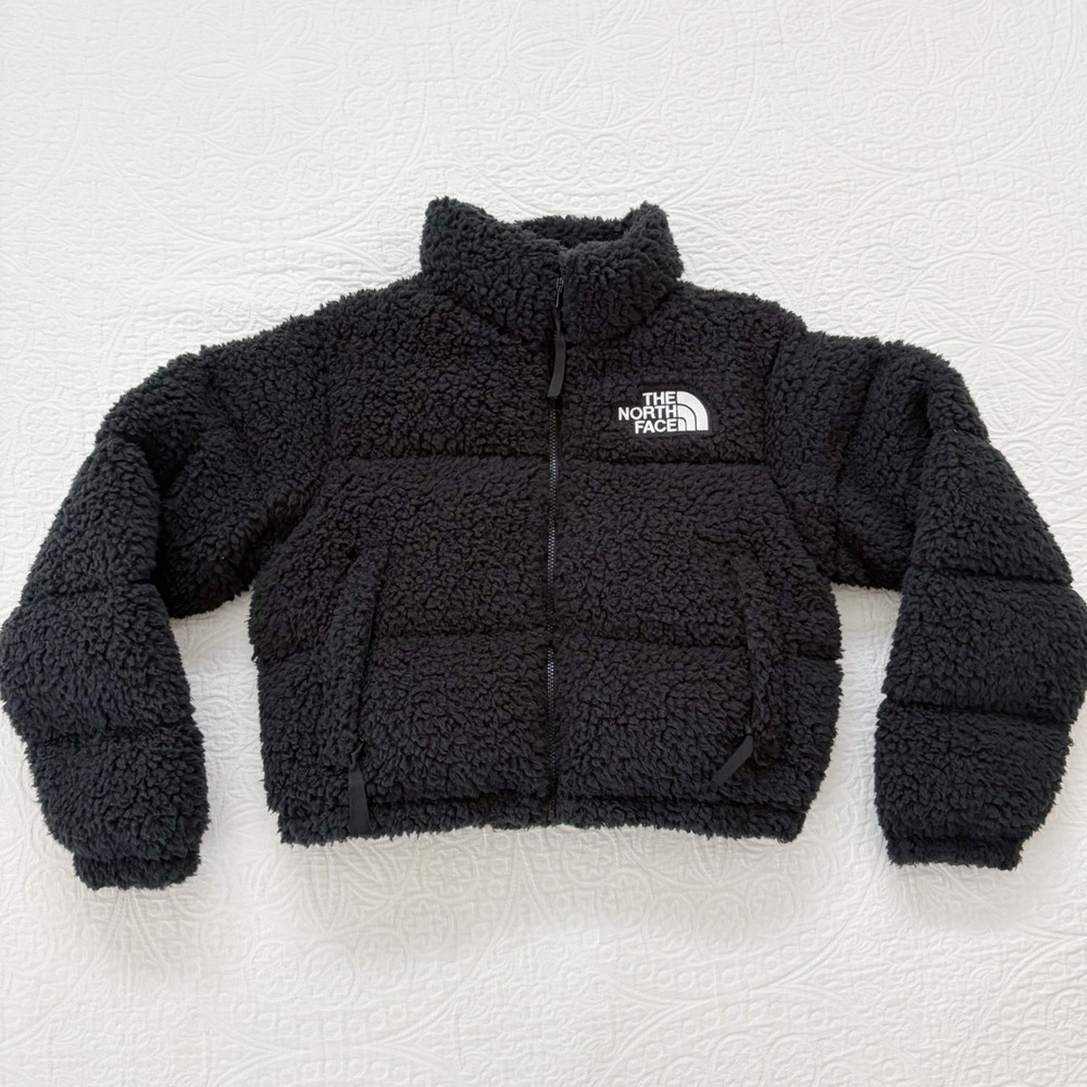 The North Face Women's High Pile Plush Cropped Down Nuptse Jacket, Black - Picture 2 of 11